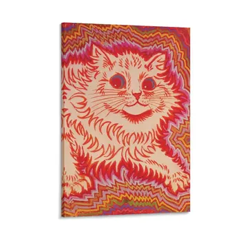 Louis Wain Orange Psychadelic Cat Canvas Painting стикери & плакати изкуство Плакат за декорация на стена