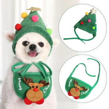 Коледа Pet шапка сладък рога слюнка кърпа за куче котка обличане доставки прекрасен дизайн есенни и зимни дрехи домашни любимци аксесоар