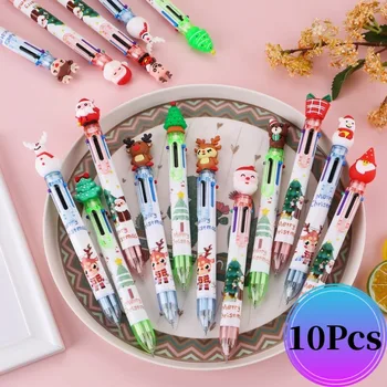 10Pcs/Lot Коледа 6 цвят химикалка оригинален роман писалки за писане доста канцеларски сладък писалки едро топка точка писалка