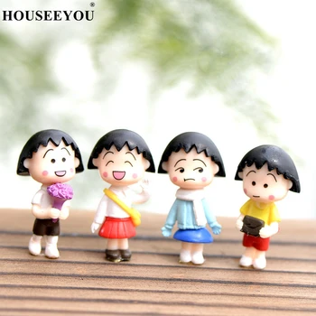  4pcs / Lot малка смола сладко момиче за мъх миниатюрни микро пейзаж кукла бижута орнаменти материал DIY декорация на дома