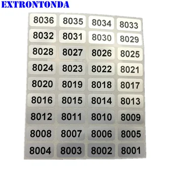 1000pcs Етикети с последователни номера От 8001 до 9000 Инвентарни стикери Водоустойчив 20x10mm малък размер