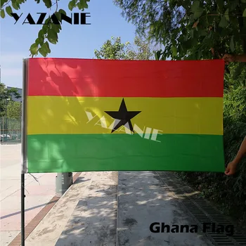 YAZANIE 90x150cm Висящ национален флаг на Гана Открит Вътрешен Голям Световен Флаг на Страната За Празнично Събитие Декорации за домашно парти