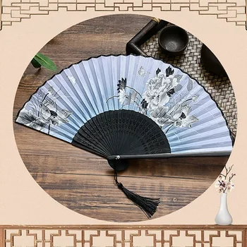 Fan реколта сгъване японски китайски коприна танц занаят стил орнаменти Начало Изкуство подарък декорация ръка модел