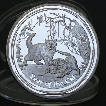 2023 Година на CAT Австралия Възпоменателни монети за животни Сребърна Елизабет II Сувенири Новогодишни подаръци