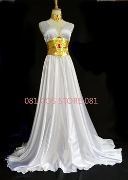 Света Сейя Изгубеното платно Саша (Атина) Косплей костюм Бяла рокля с аксесоар 11