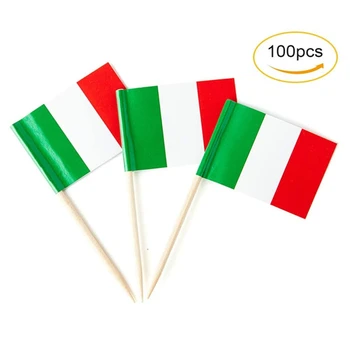 100Pcs/Set Мини италиански флаг Cupcake Topper Коктейл Клечка за зъби Party Bar Ресторант Аксесоари Bandiera d'Italia Знаме на Италия