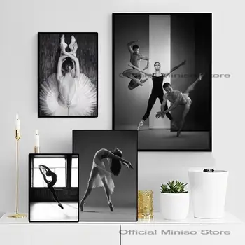 1pc Черно-бял балетист плакат самозалепващи изкуство водоустойчива хартия стикер кафе къща бар стая стена декор
