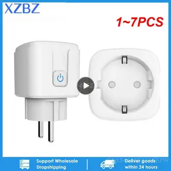 1~7PCS Smart Plug WiFi Socket EU 16A / 20A с функция за синхронизиране на монитора за захранване Tuya Smart Life APP Control работи с Alexa