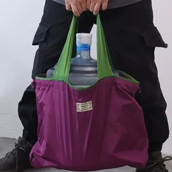 Сгъваеми големи пазарски чанти за съхранение на хранителни стоки Рециклируема торбичка за хранителни стоки Екологична тежкотоварна миеща се чанта за пазаруване