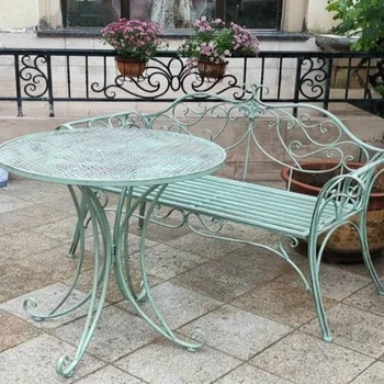 Европейски американски желязо отдих балкон открит маса стол кафе двор масичка кафе малки кръгли градински мебели комплекти