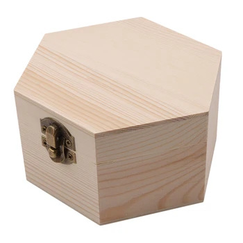 DIY модна подаръчна кутия Проста преносима шестоъгълна форма дървена кутия за бижута Издръжлив сватбен държач Дисплей за бижута с високо качество