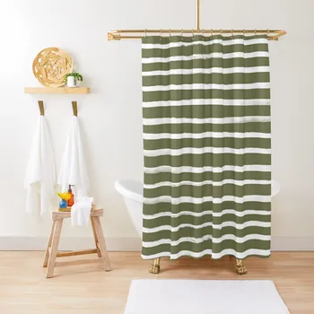 маслинено зелено x бели ивици душ завеса водоустойчив плат душ аксесоари за душ и услуги завеса