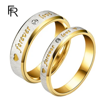 Корейска мода завинаги LOVE Титаниева стомана двойка пръстен неръждаема стомана диамантен пръстен годежен пръстен