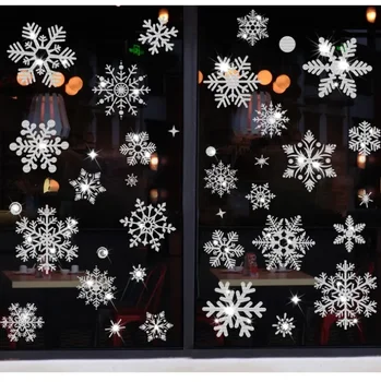 Снежинка Електростатични стикери за стена Прозорец Детска стая Коледна украса Ваденки за домашен декор Новогодишни тапети