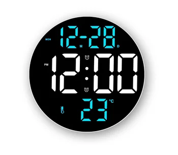 10pcs 9-инчов творчески висящ двойно предназначение Led часовник многофункционален хол стена часовник дистанционно управление аларма нощно шкафче