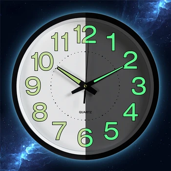10pcs/lot 12 инчов лунен светещ безшумен стенни часовници Начало Декор Цифров стенен часовник Relogio De Parede Електронен часовник на стената