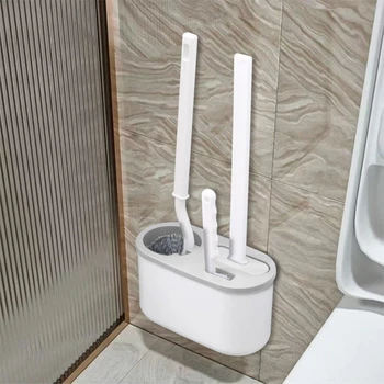 3 In1 четка за тоалетна силиконови стенни многофункционални инструменти за почистване със скоба Начало Аксесоари за баня Комплекти WC