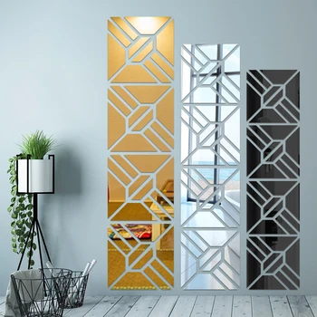 4pcs квадратни кухи акрилни огледални стикери за стена самозалепващи се тапети DIY огледало стенопис за хол спалня декорация на дома
