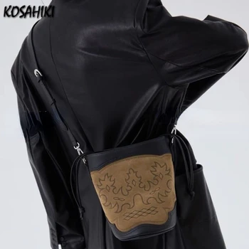 Мека кожа пачуърк матирано чанти реколта случайни Y2k естетически crossbody чанта корейски всички мач жени рамо чанти мода