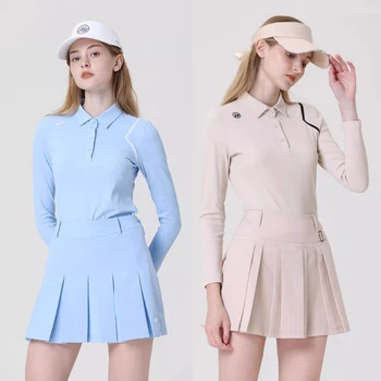 голф комплекти 2023 есен жени дълъг ръкав голф риза дами плисирана голф пола тънък skorts с вътрешни шорти облекло голф износване