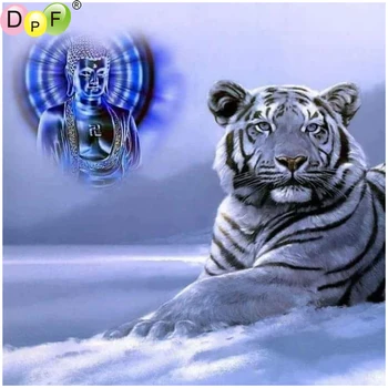 DPF DIY Тигърът FoYing 5D ръкоделие диамант живопис кръстат бод домашен декор диамант мозайка пълен квадрат диамант бродерия