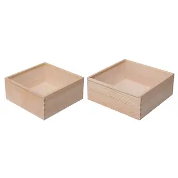 Дървена кутия за съхранение Сватбени многофункционални дървени кутии Недовършена кутия за съхранение Домашен декор с капак Кутия за дрънкулки Организатор на бижута