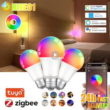 Zigbee3.0 Интелигентна крушка Tuya крушка RGBCW 18W цвят промяна LED светлина E27 110V 220V Smart Life APP съвместим Alexa Smart Home