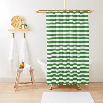 Зелени и бели ивици душ завеса елегантна баня аниме баня водоустойчив плат баня завеса