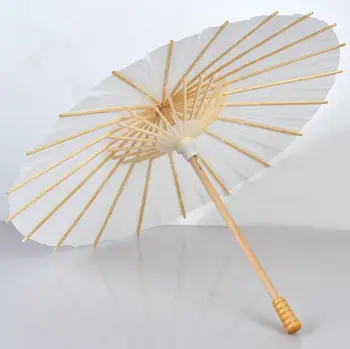 30pcs/lot Китайски занаятчийски хартиен чадър за сватбена снимка аксесоар парти декор бяла хартия дълъг дръжка чадър SN134