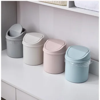 Mini Desktop Bin Desk Small Trash Can Tube 1Pcs with Cover Trash Can Garbage Can Clean Workspace Storage Box Bedroom Home