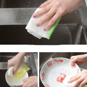 Бамбуков въглен влакна кърпа за миене на съдове без масло абсорбираща кухненска кърпа за почистване артефакт 1 брой