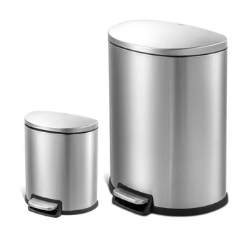 Qualiazero 13.2 и 1.6 галон боклук може комбо, D-форма стъпка на кухня и баня кошче за боклук, неръждаема стомана