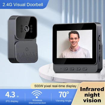 1080P видео звънец за видео домофон безжична врата звънец IR нощно виждане око Peephole камера 2.4G 4.3