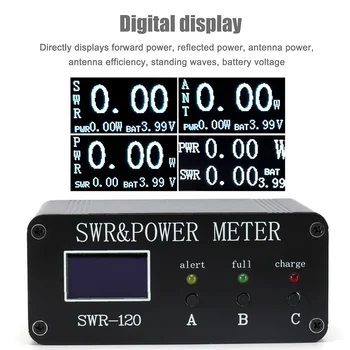 1.8MHz-50MHz SWR Watt Meter FM AM CW SSB 0.5W-120W късовълново съотношение на стоящите вълни Таблица тип-C зареждане с OLED цифров дисплей