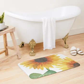 Акварел слънчогледи баня мат баня приплъзване тоалетна аксесоари баня абсорбиращ килим за баня килим мат