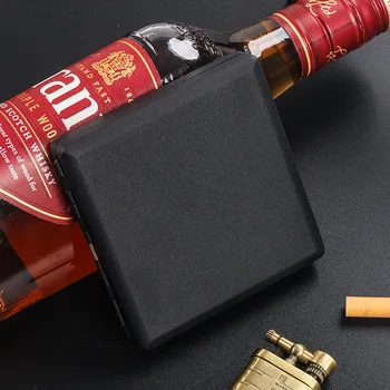 Матирано преносимо ретро табакера за 8 мм цигари, съдържащи 20 пръчки черен метален тютюнев калъф цигарена кутия за съхранение