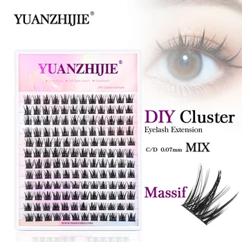 YUANZHIJIE 144 Clusters Mix Length DIY Individual Eyelash Extension Bushy Volume Segmented Professional False Eyelash Wholesaler