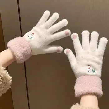 Ins Коледа Снежен човек ръкавици женски зимен сладък корейски студент космат Плюшени всички пръст топла маншет подарък