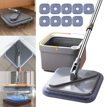 Hand-Free Lazy Squeeze Mop Spin Mop With Bucket Automatic Magic Floor Mop Nano Microfiber Cloth Self-Cleaning Square Mop Tools