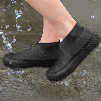Силиконови обувки за дъжд Калъфи за нехлъзгащи се обувки, устойчиви на хлъзгане Разтегливи унисекс за многократна употреба, устойчиви на износване за открит дъждовен ден