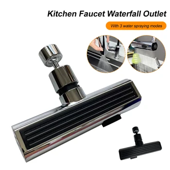 Водопад кухня кранче пръскачка главата подмяна водопад кухненска мивка 3 режима на пръскане ABS въртящ се кран главата кранче не включва