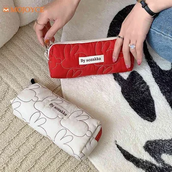 Ватиран заек малка чанта за грим Дамски съединител чанта момичета молив случай чанти корейски INS мода сладък козметика чанта грим комплекти