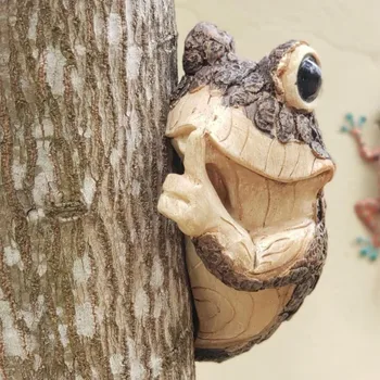 Смола жаби дърво Peeker скулптура градина статуи открит задния двор двор изкуство орнаменти дърво прегръдка Peekers градина декорация