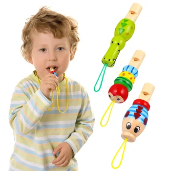 3 бр. Животински свирка карикатура играчка деца дървени свирки играчки малко дете с ремък