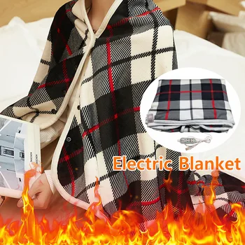 Електрическо одеяло Преносимо USB електрическо отопляемо одеяло Шал Регулиране на фланела хвърляне одеяло зимата загрява бързо отопляем кейп подложка