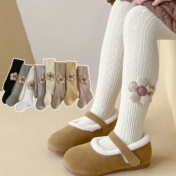 Нов замърсен цвят бебешки чорапогащи цвете памук принцеса момичета чорапогащи деца деца чорапогащник момичета гамаши новородено меки топли чорапи