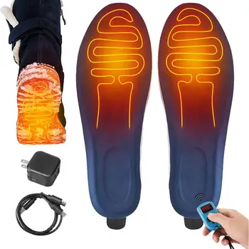 До 65 градуса по Целзий Зимни отопляеми обувки вложки Приспособими електрически нагревателни подложки за обувки Дистанционно управление термични обувки стелка за жени