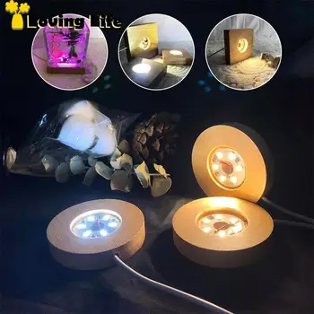 6 см / 6,5 см дърво светлина база акумулаторна дистанционно управление дървени LED светлина въртящи се дисплей стойка лампа притежателя лампа база изкуство орнамент