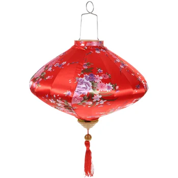 Виетнамски копринен фенер Червен китайски фенер Японски цветя Фенери Ориенталски стил Традиционна декорация Новогодишна сватба