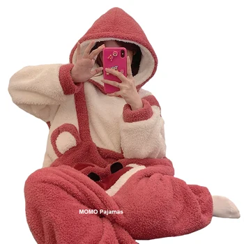 Halloween Animal Onesie пижама комплект за възрастни мечка костюм Cosplay Homewear супер дебел топъл плюшен едно парче спално облекло гащеризон